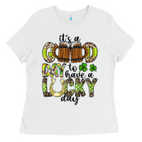 White It's a Good Day To Have a Lucky Day Ladies Tee - CowhideDigitalArt