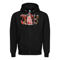 Black joy with pig Zipper Hoodie - RanaPortraitStore