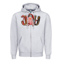 Heather Grey joy with pig Zipper Hoodie - RanaPortraitStore