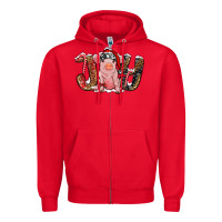 Red joy with pig Zipper Hoodie - RanaPortraitStore