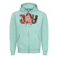 Seafoam joy with pig Zipper Hoodie - RanaPortraitStore