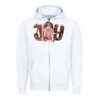 White joy with pig Zipper Hoodie - RanaPortraitStore