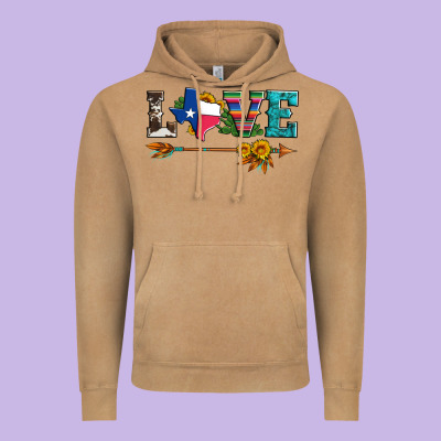 Love Texas Serape Cowhide Cactus And Sunflowers Vintage Hoodie Designed By Artiststas