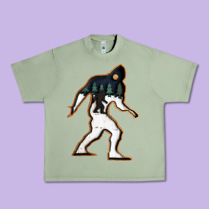 Bigfoot Wood Layered Christmas Urban Heavy Tee Designed By Designefamous