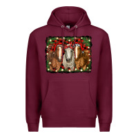 Burgundy Christmas horses Premium Hoodie - RanaPortraitStore