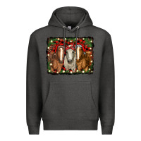 Charcoal Heather Christmas horses Premium Hoodie - RanaPortraitStore