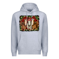 Heather Grey Christmas horses Premium Hoodie - RanaPortraitStore