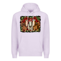 Lilac Christmas horses Premium Hoodie - RanaPortraitStore