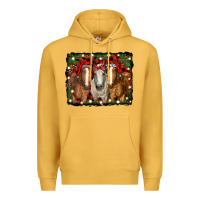 Mustard Christmas horses Premium Hoodie - RanaPortraitStore