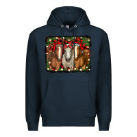 Navy Christmas horses Premium Hoodie - RanaPortraitStore