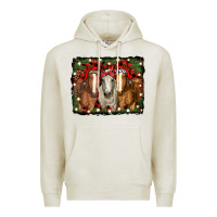 Oatmeal Heather Christmas horses Premium Hoodie - RanaPortraitStore