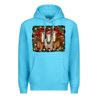 Ocean Blue Christmas horses Premium Hoodie - RanaPortraitStore