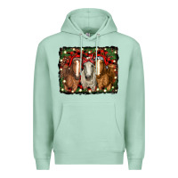 Seafoam Christmas horses Premium Hoodie - RanaPortraitStore