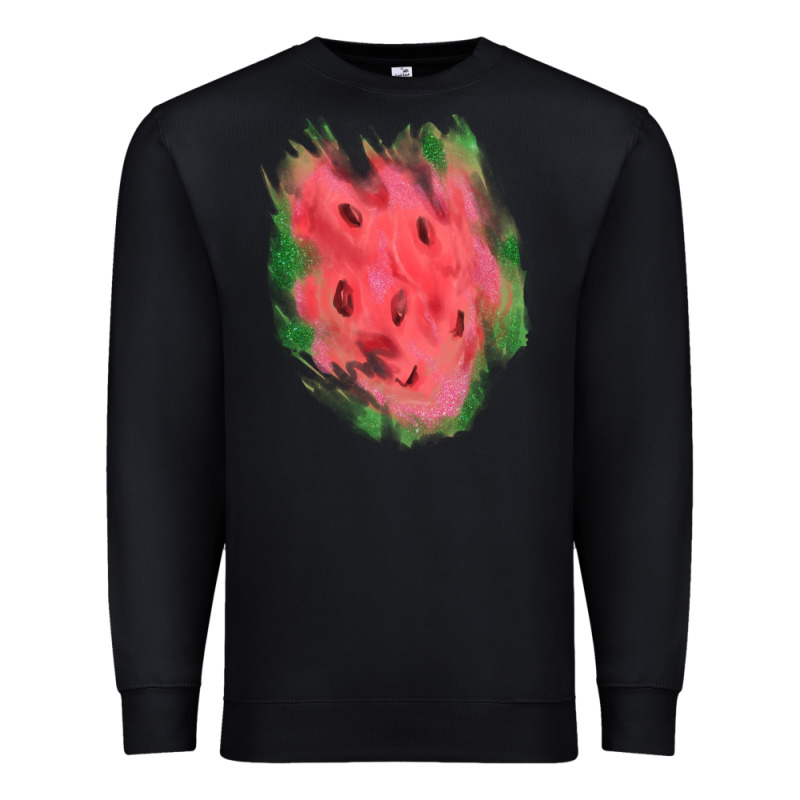 Watermelon Glitter Watercolor Brushstrokes Patch Premium Sweatshirt by RanaPortraitStore | Teevron