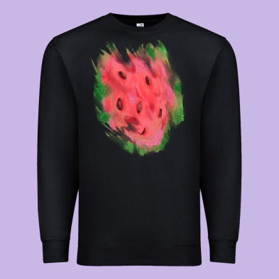 Watermelon Glitter Watercolor Brushstrokes Patch Premium Sweatshirt Designed By Ranaportraitstore