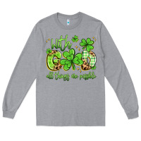 Heather Grey with god all things are possible Long Sleeve Tee - Artiststas
