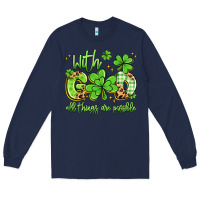 Navy with god all things are possible Long Sleeve Tee - Artiststas
