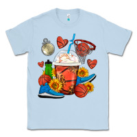 Dusty Blue Basketball Frappe Coffee Classic Tee - FaDigitalArtStudio