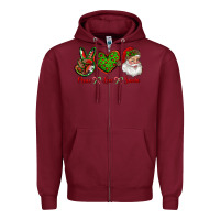 Burgundy peace love santa Zipper Hoodie - RanaPortraitStore