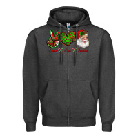 Charcoal Heather peace love santa Zipper Hoodie - RanaPortraitStore