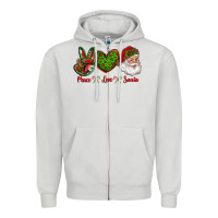 Dove Grey peace love santa Zipper Hoodie - RanaPortraitStore