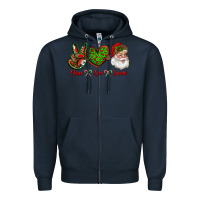 Navy peace love santa Zipper Hoodie - RanaPortraitStore