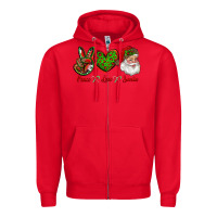 Red peace love santa Zipper Hoodie - RanaPortraitStore