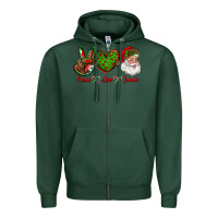 Sports Green peace love santa Zipper Hoodie - RanaPortraitStore