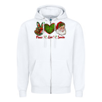 White peace love santa Zipper Hoodie - RanaPortraitStore