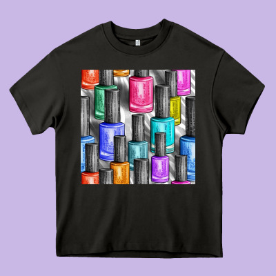 Colorful Nail Polish Seamless Pattern Bbs Heavy Core Tee Designed By Bundleandbundleshop