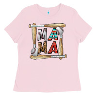Bubblegum Pink baseball mama Ladies Tee - CowhideDigitalArt