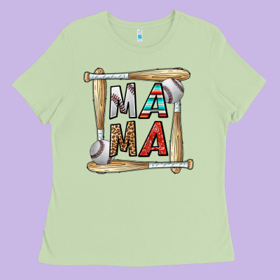 Baseball Mama Ladies Tee Designed By Cowhidedigitalart