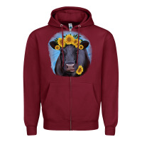 Burgundy Black Angus with Sunflower Zipper Hoodie - Jasminsmagicworld