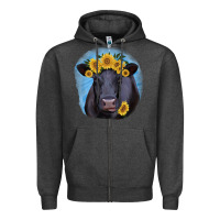 Charcoal Heather Black Angus with Sunflower Zipper Hoodie - Jasminsmagicworld