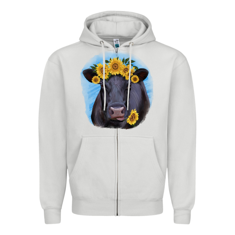 Black Angus With Sunflower Zipper Hoodie by Jasminsmagicworld | Teevron