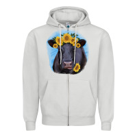 Dove Grey Black Angus with Sunflower Zipper Hoodie - Jasminsmagicworld