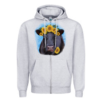 Heather Grey Black Angus with Sunflower Zipper Hoodie - Jasminsmagicworld