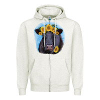 Oatmeal Heather Black Angus with Sunflower Zipper Hoodie - Jasminsmagicworld