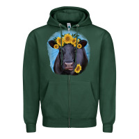 Sports Green Black Angus with Sunflower Zipper Hoodie - Jasminsmagicworld