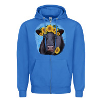 True Royal Black Angus with Sunflower Zipper Hoodie - Jasminsmagicworld