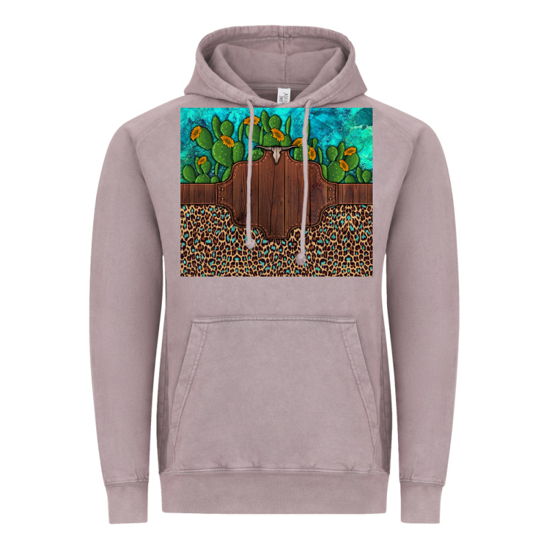 Custom Cactus And Sunflowers Leopard Turquoise Vintage Hoodie by Artiststas | Teevron