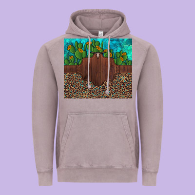 Custom Cactus And Sunflowers Leopard Turquoise Vintage Hoodie Designed By Artiststas