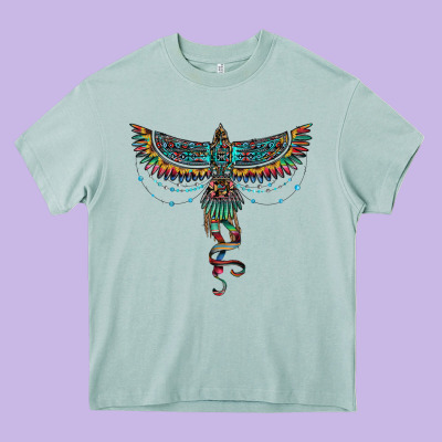 Aztec Serape Thunderbird Heavy Core Tee Designed By Ranaportraitstore