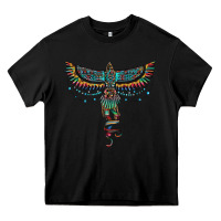 Black aztec serape thunderbird Heavy Core Tee - RanaPortraitStore