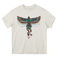 Cream aztec serape thunderbird Heavy Core Tee - RanaPortraitStore