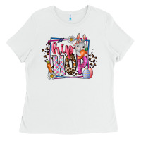 White hip hop Ladies Tee - CowhideDigitalArt