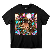 Black hairdresser messy bun hand mirror and scissors with leopard and tiger  Heavy Core Tee - BundleAndBundleShop