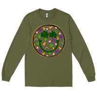 Army Green st patrick s day smiley face Long Sleeve Tee - Artiststas