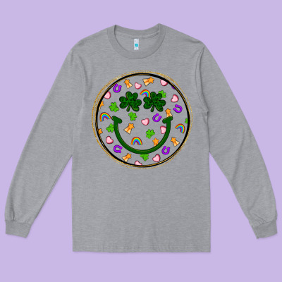 St Patrick S Day Smiley Face Long Sleeve Tee Designed By Artiststas
