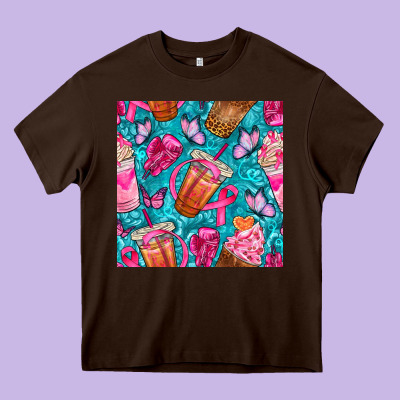 Breast Cancer Coffee Cups With Butterfly Seamless Pattern Bbs Heavy Core Tee Designed By Bundleandbundleshop